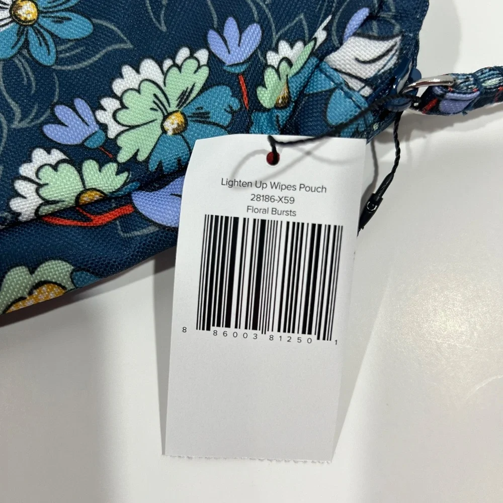Vera Bradley Wipes Wristlet Pouch-Bag FLORAL BURST Blue Navy Diaper-Changing NEW